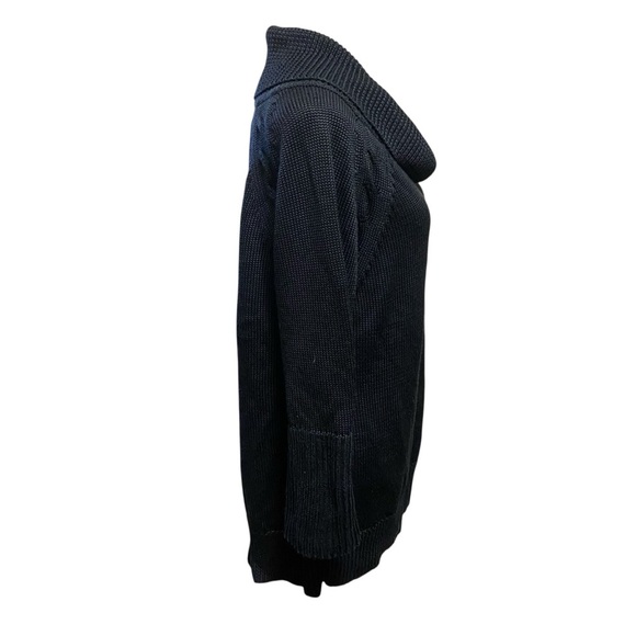 Chico's Cowl Neck Tunic Sweater Size L Black Boxy Wide Sleeves Cozy Capsule Item - Picture 7 of 11